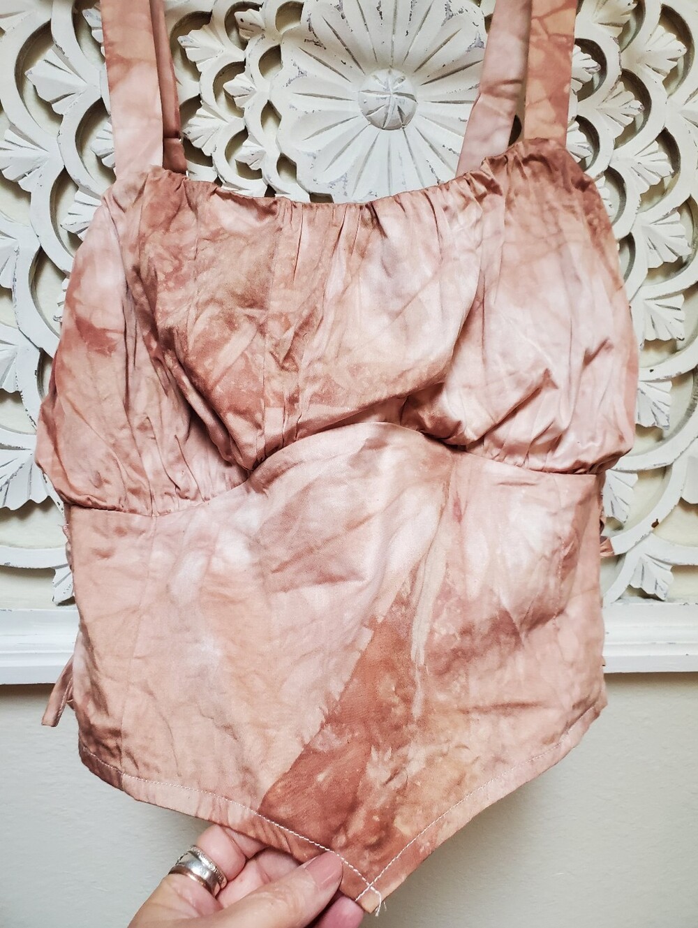 Forever 21+ Hand Dyed Corset Style Top In Tes Dyed With Camel Brown Overdye 3X